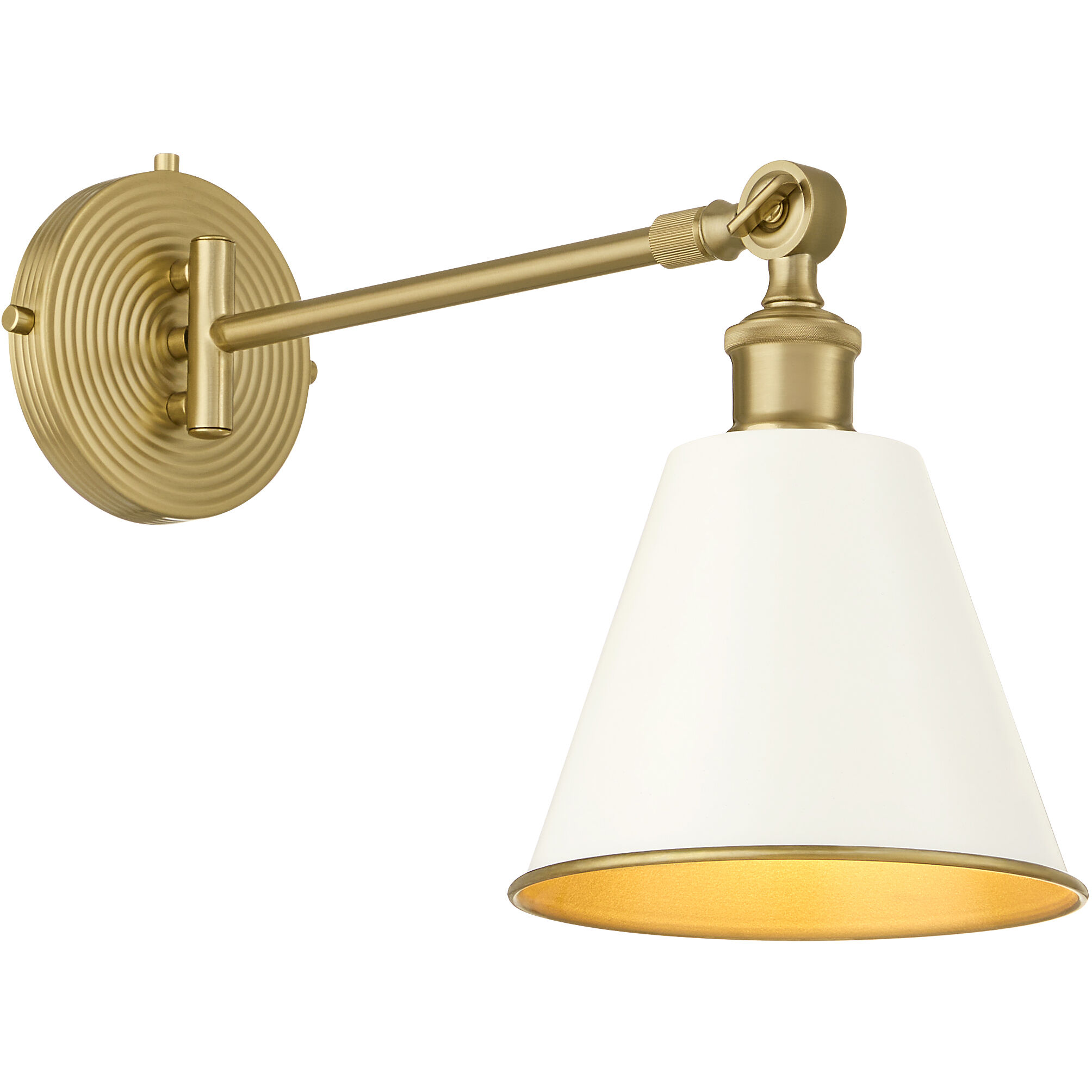 Bailey Wall Mount Wall Light in Studio White and Aged Brass
