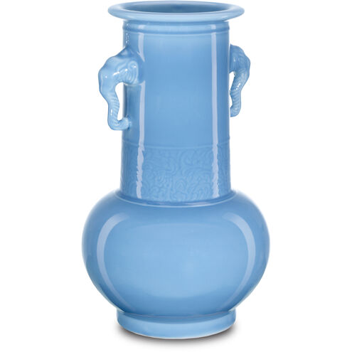 Sky Blue 22 inch Elephant Handles Vase