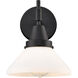 Caden LED 8 inch Matte Black Sconce Wall Light in Matte White Glass
