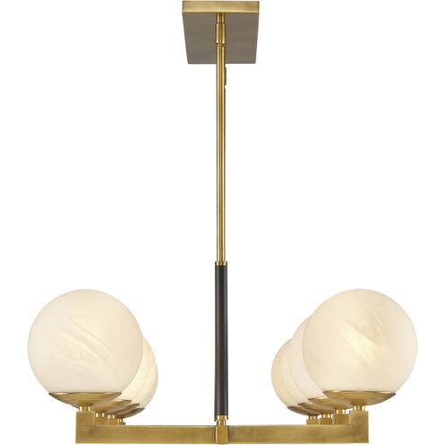 Gillian 8 Light 46 inch Natural Brass with Matte Black Linear Chandelier Ceiling Light
