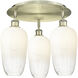 Ballston Brookhaven Flute 3 Light 19 inch Antique Brass Flush Mount Ceiling Light in Opal Glass