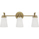 Drake 3 Light 23 inch Aged Brass Vanity Light Wall Light