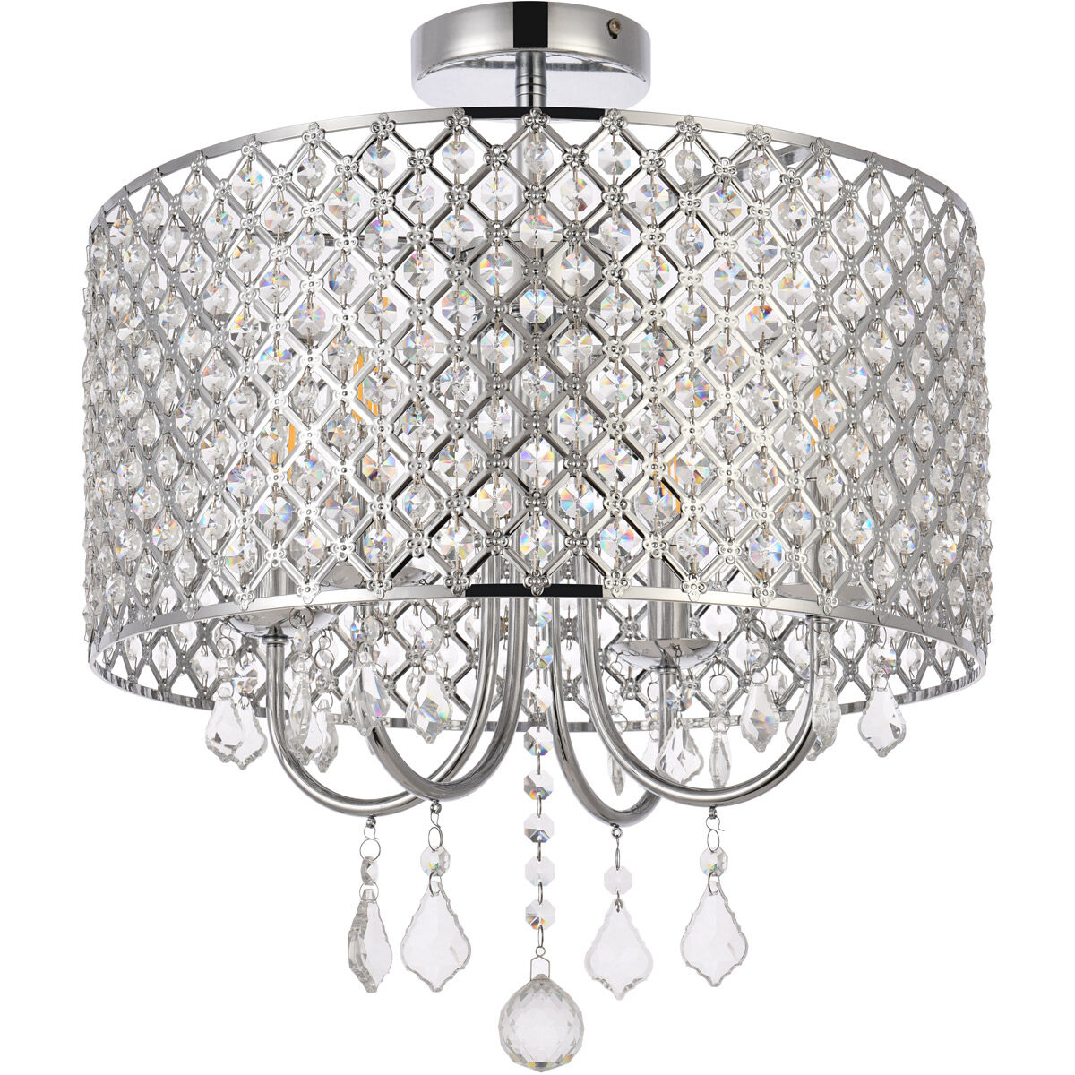 Elise 4 Light 17 inch Chrome Flush Mount Ceiling Light