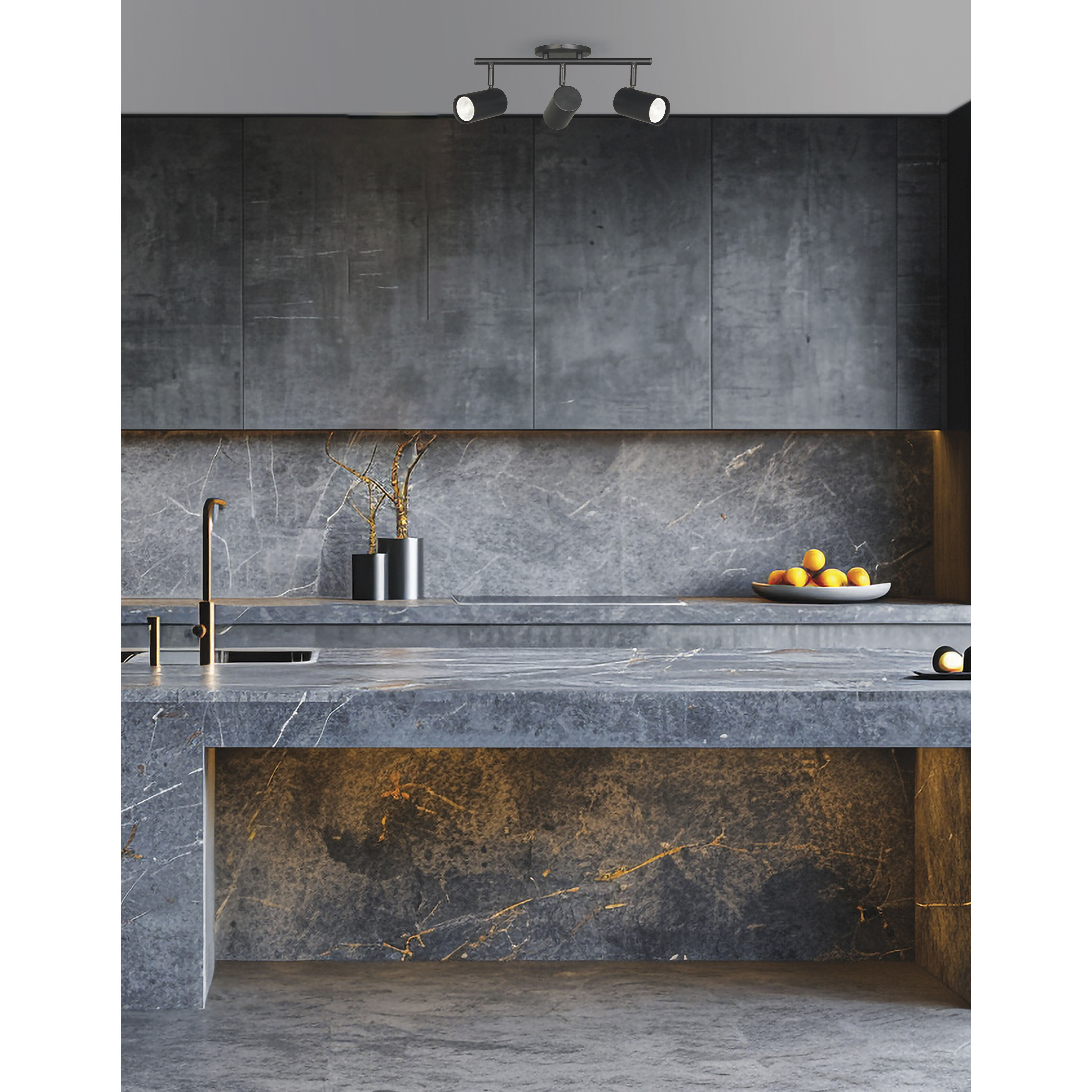 Taylor 3 Light 120 Matte Black Track Light Ceiling Light, Fixed Arm