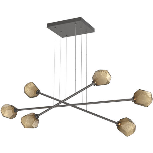 Gem LED Graphite Linear Multi-Pendant Ceiling Light in 3000K LED, Bronze, Triple Moda