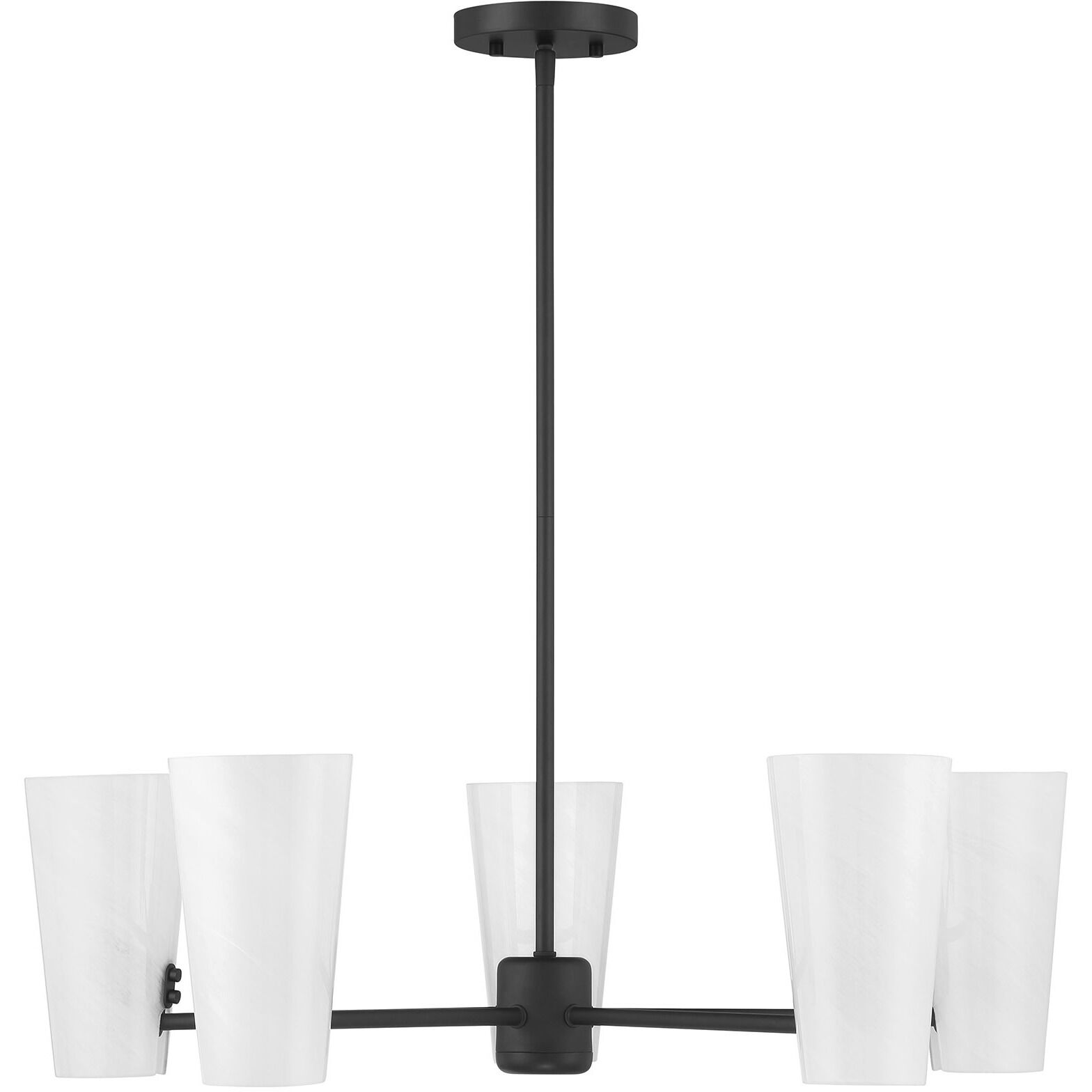 Mid-Century Modern 5 Light 30 inch Matte Black Chandelier Ceiling Light