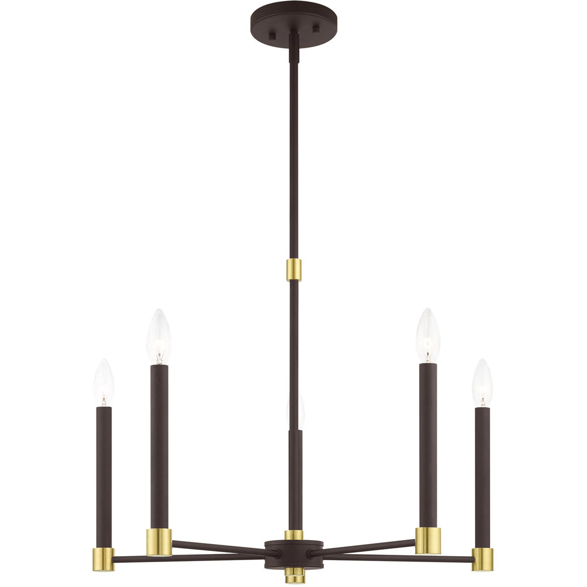 Karlstad 5 Light 24 inch Bronze with Satin Brass Accents Chandelier Ceiling Light