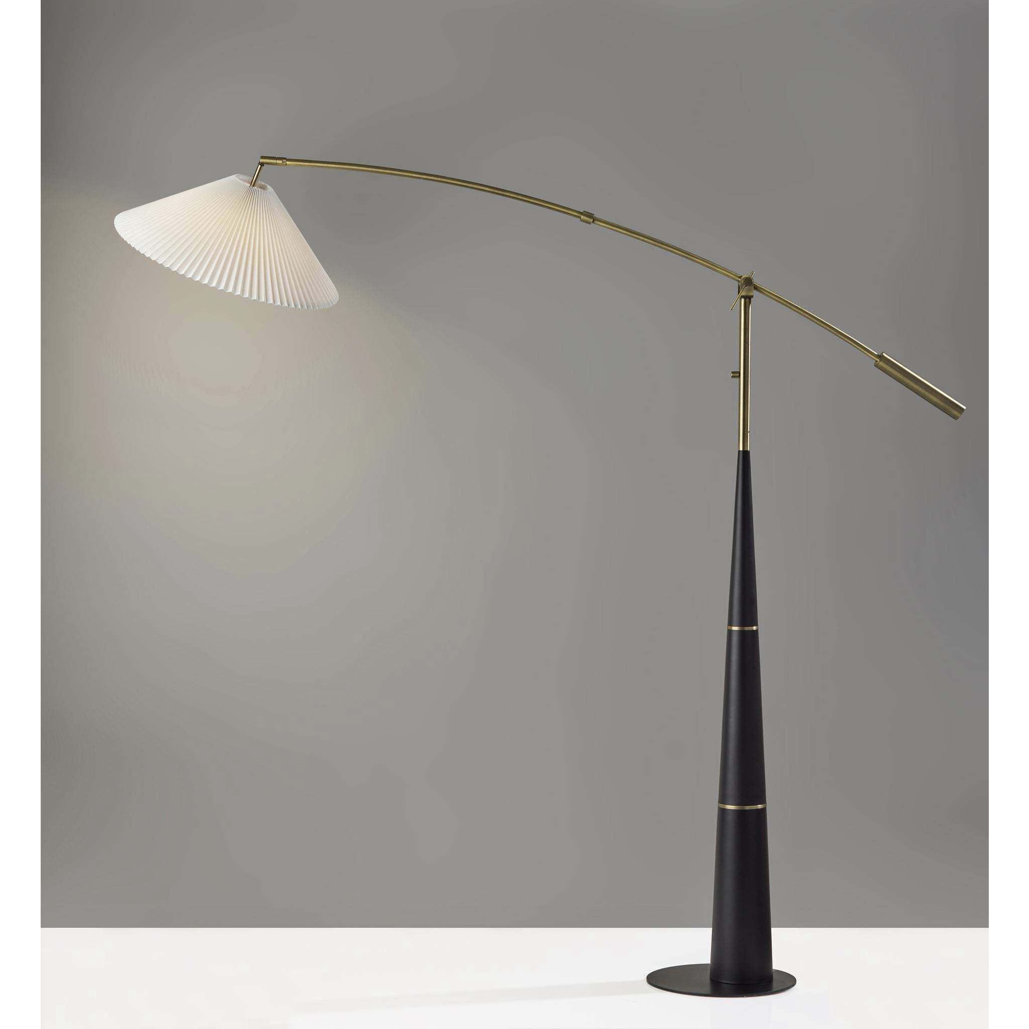 Leroy 66 inch 150.00 watt Black and Antique Brass Arc Floor Lamp Portable Light