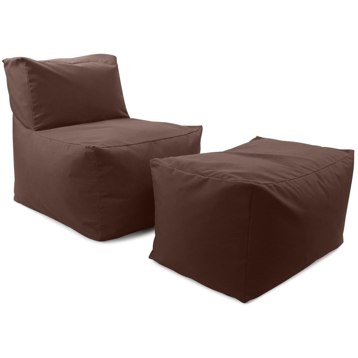 Seascape 18.25 inch Chocolate Outdoor Pouf Bench