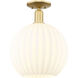 Arcadia White Venetian 1 Light 12 inch Satin Gold Semi-Flush Mount Ceiling Light