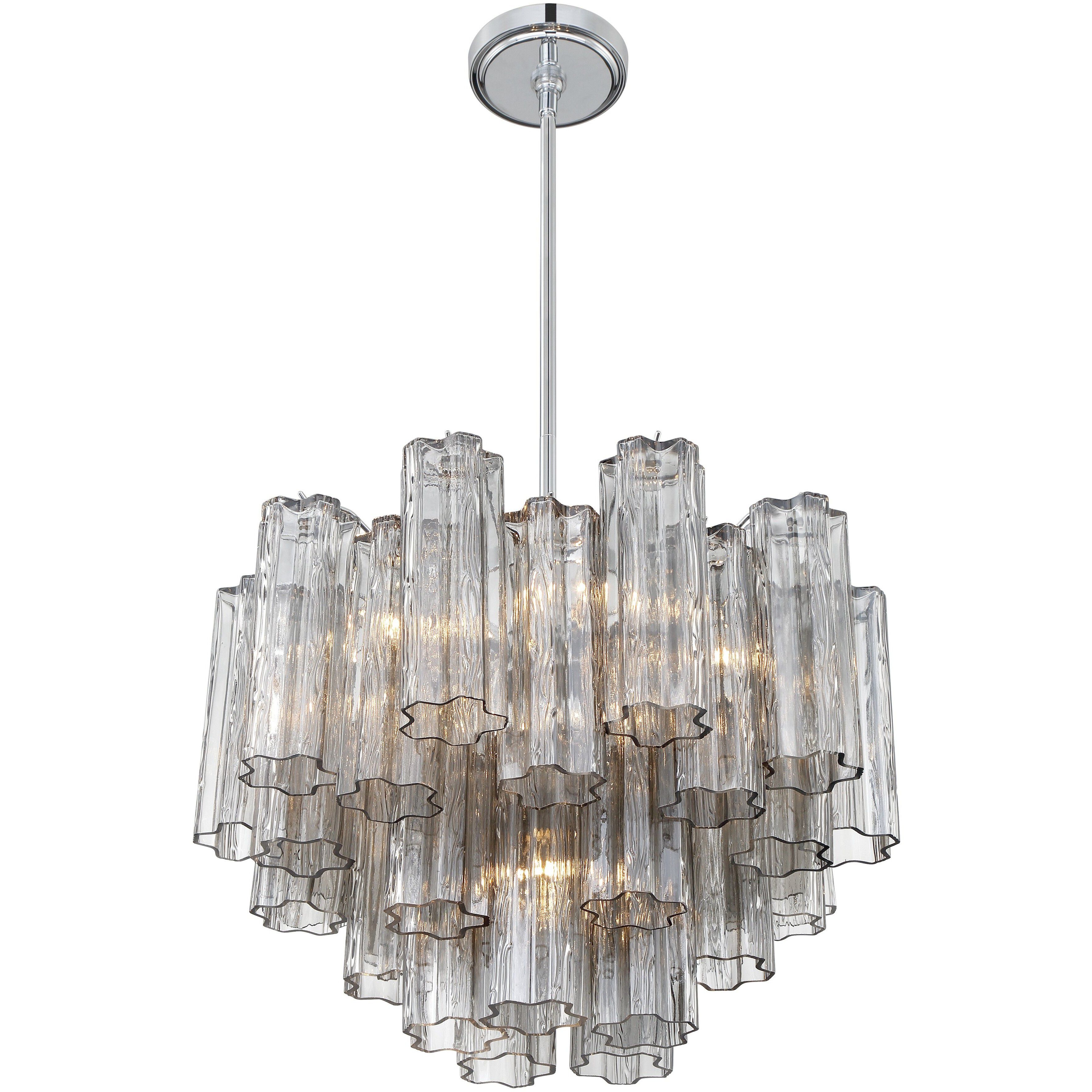 Addis 6 Light 19.75 inch Polished Chrome Chandelier Ceiling Light in Tronchi Glass Smoke