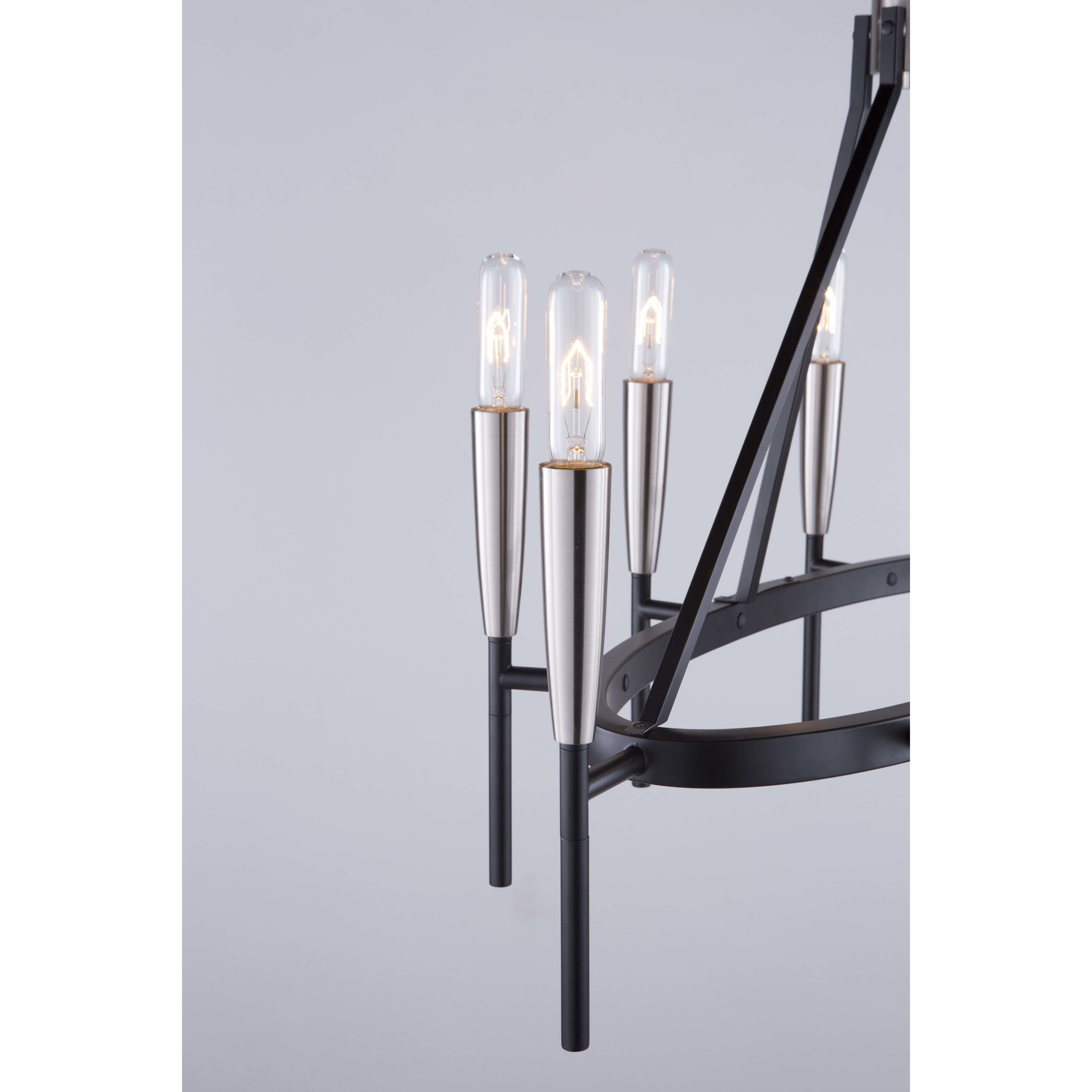 Flute 8 Light 18 inch Matte Black and Satin Nickel Up Chandelier Ceiling Light