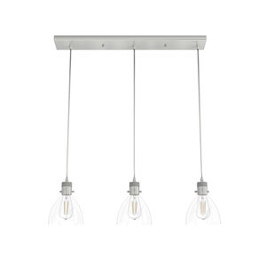 Van Nuys 3 Light 30 inch Brushed Nickel Linear Cluster Pendant Ceiling Light