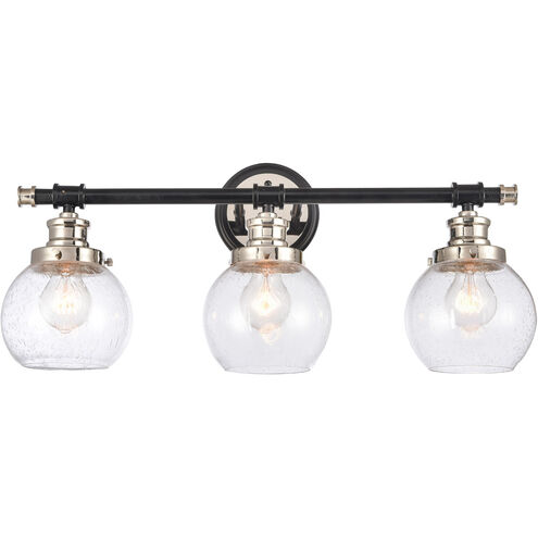 Saybrook LED 24.25 inch Black Polished Nickel Bath Vanity Light Wall Light in Seedy Glass
