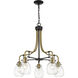 Kraken 5 Light 25 inch Matte Black and Olde Brass Chandelier Ceiling Light