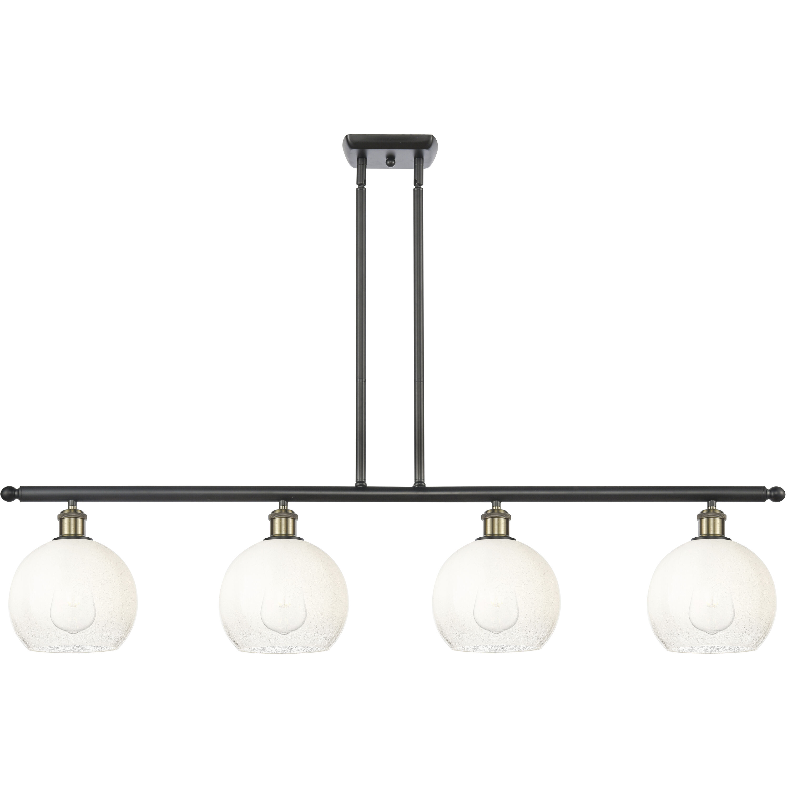Ballston Brookhaven Globe Island Light Ceiling Light in Black Antique Brass, Opal Glass