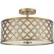 Arabesque 3 Light 16 inch Bronzed Gold Semi Flush Mount Ceiling Light