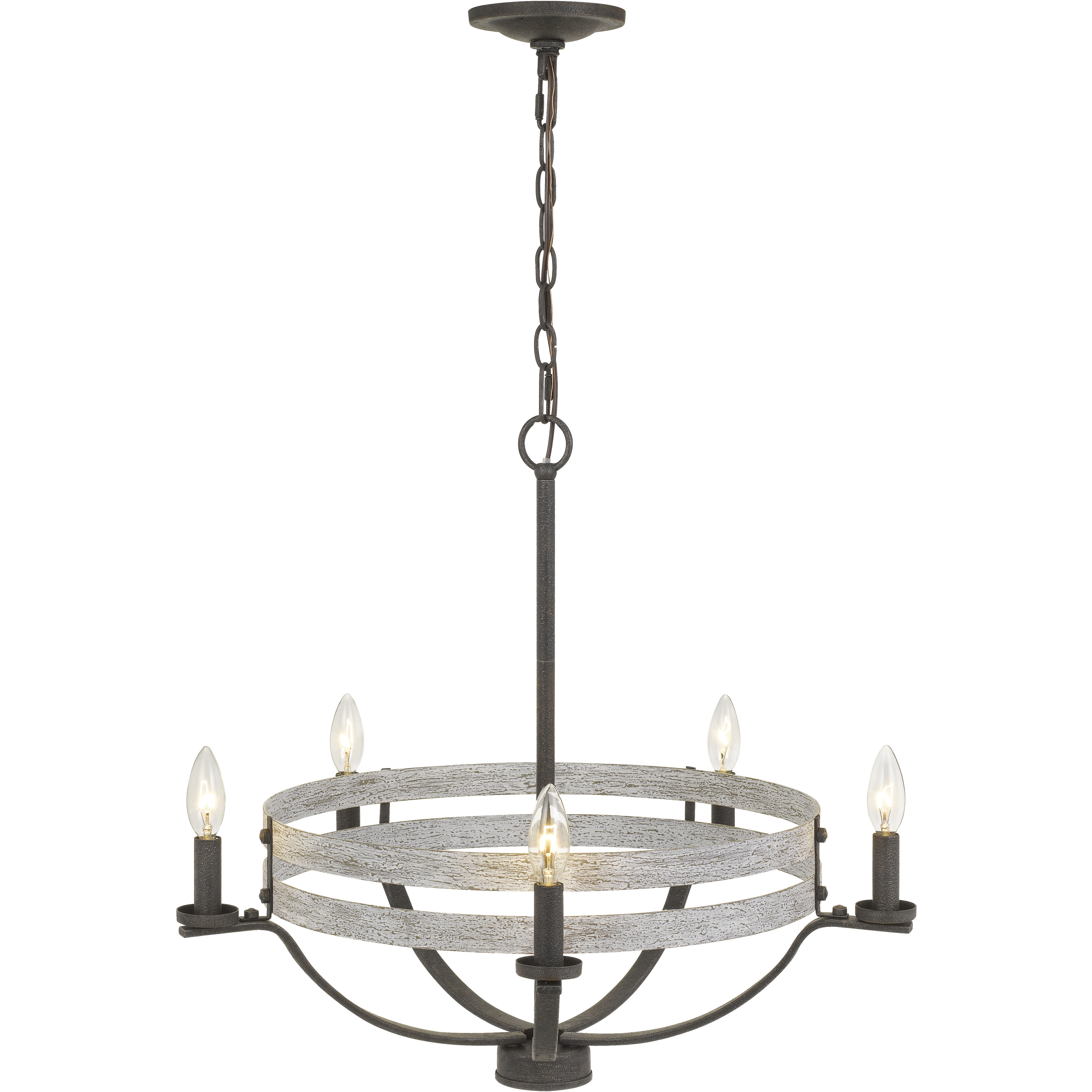 Brig 5 Light 5 inch Natural Wood and Iron Chandelier Ceiling Light