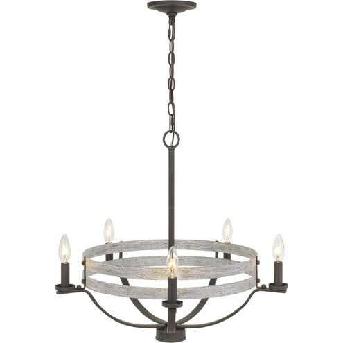 Brig 5 Light 5 inch Natural Wood and Iron Chandelier Ceiling Light