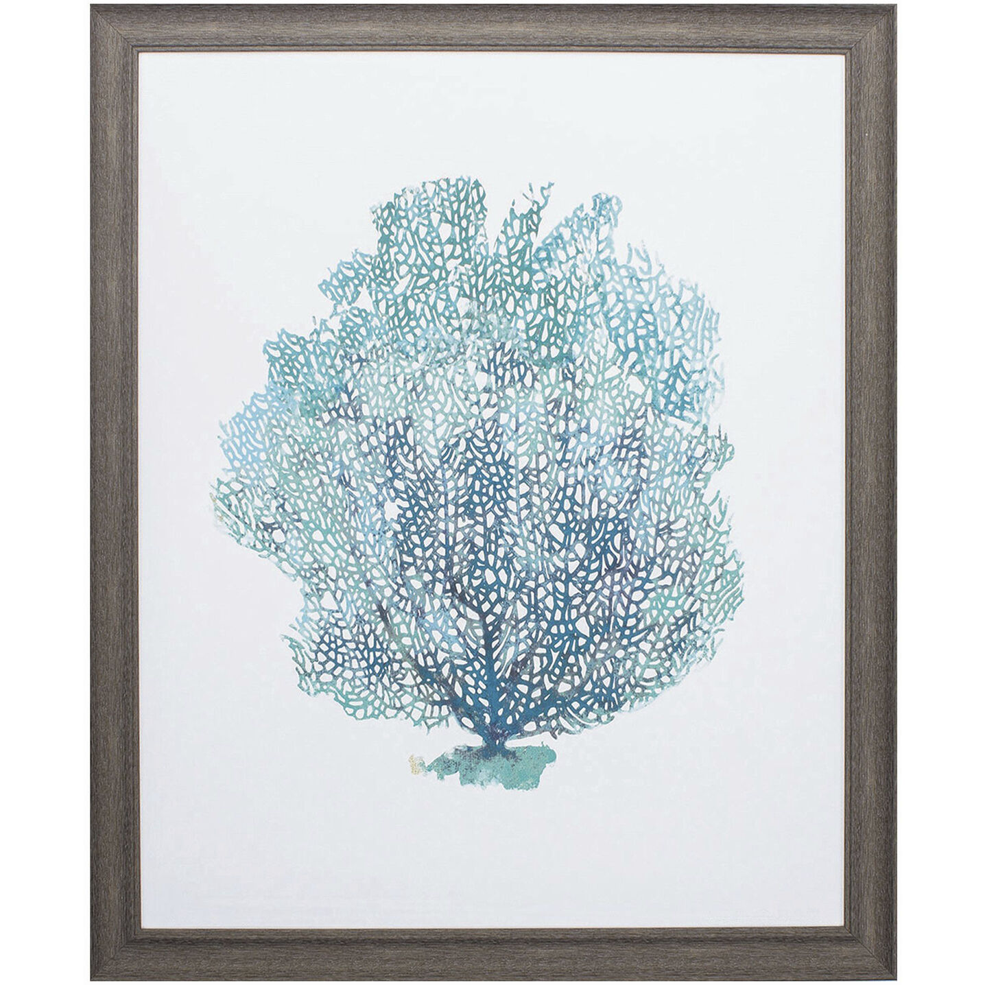 Aqua Coral on White Teal and Blue Framed Art, Propac