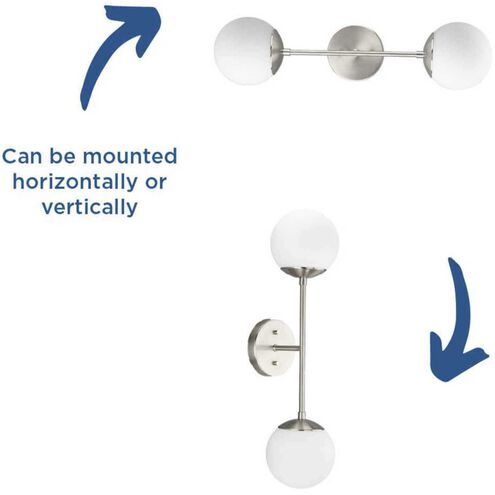 Haas 2 Light 5.87 inch Brushed Nickel Wall Bracket Wall Light, Design Series