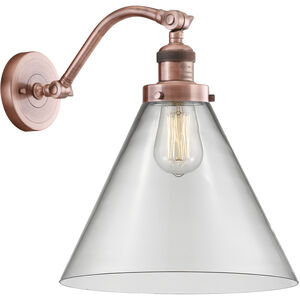 Franklin Restoration X-Large Cone LED 12 inch Antique Copper Sconce Wall Light in Clear Glass, Franklin Restoration
