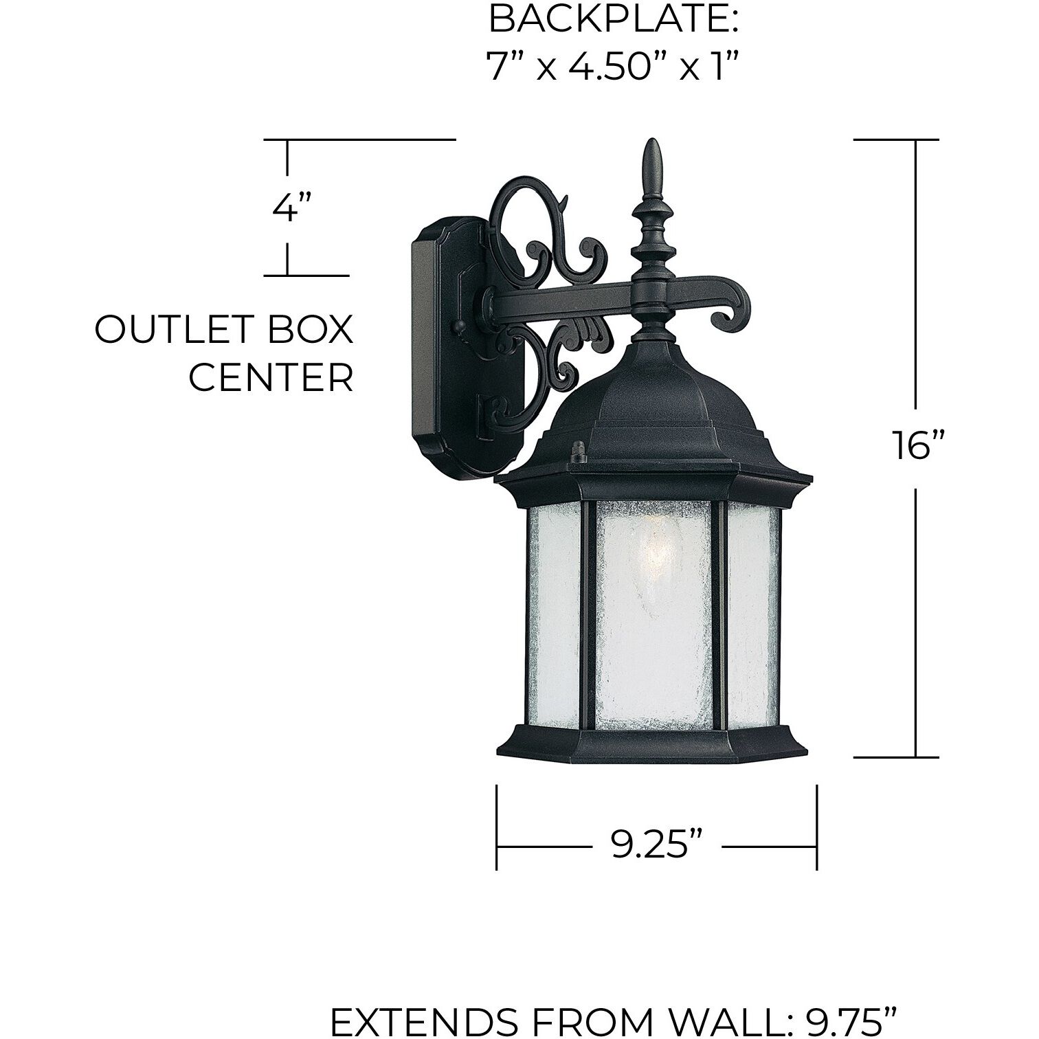 Main Street 1 Light 16 inch Black Outdoor Wall Lantern