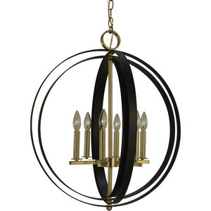 Constellation 6 Light 23 inch Brushed Brass with Matte Black Pendant Ceiling Light
