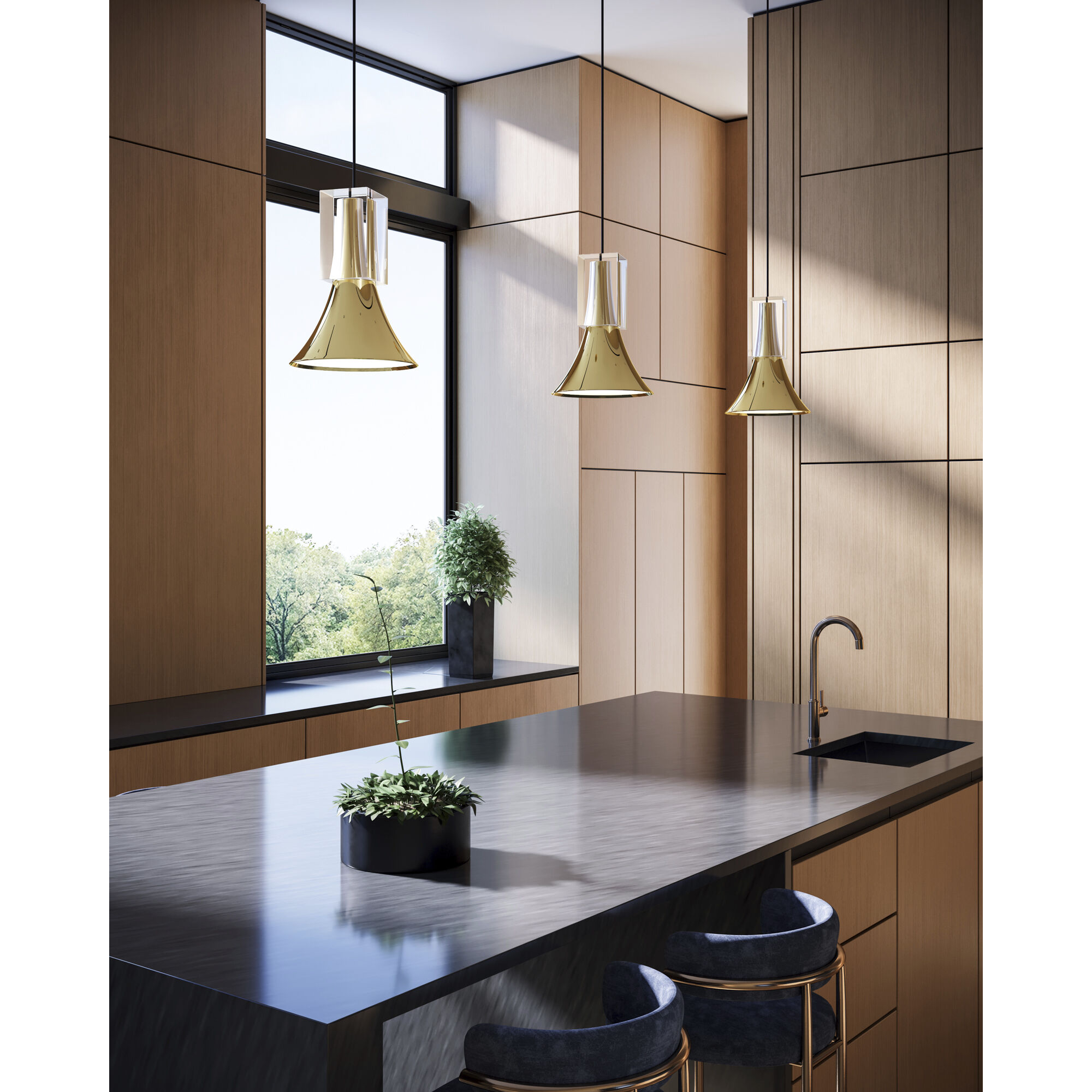 Floe LED 8 inch Glossy Black Pendant Ceiling Light