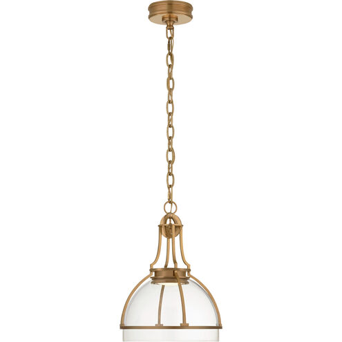 Chapman & Myers Gracie LED 12 inch Antique-Burnished Brass Dome Pendant Ceiling Light in Clear Glass, Medium