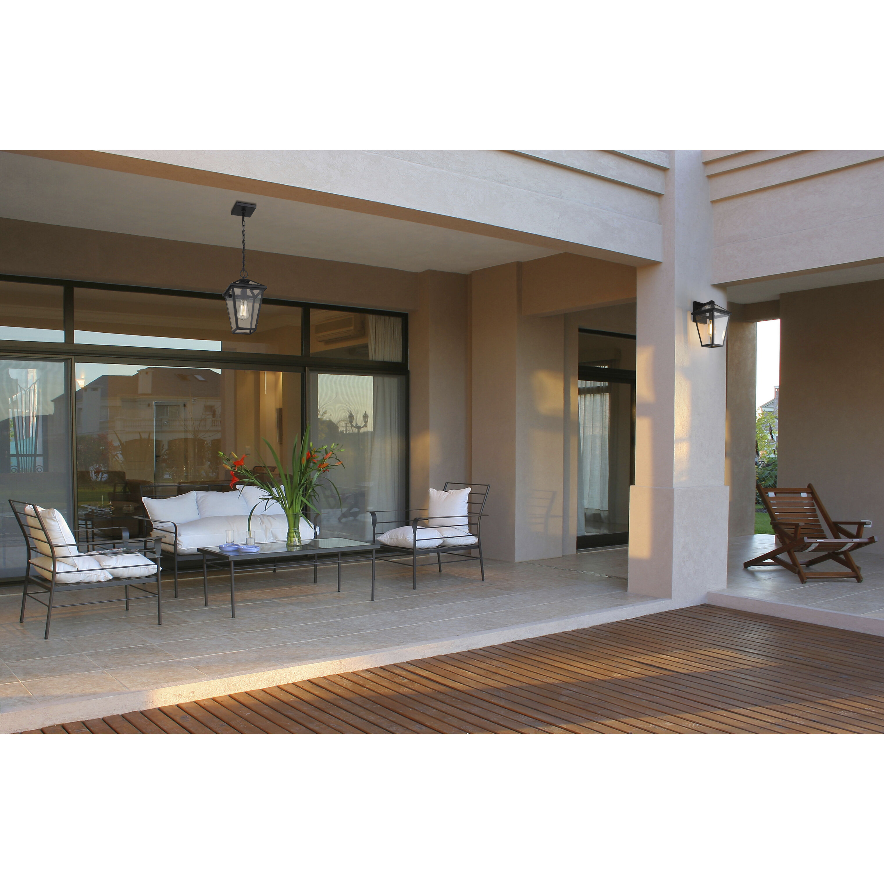 Talbot 1 Light 8.25 inch Black Outdoor Chain Mount Ceiling Fixture in Clear Beveled Glass