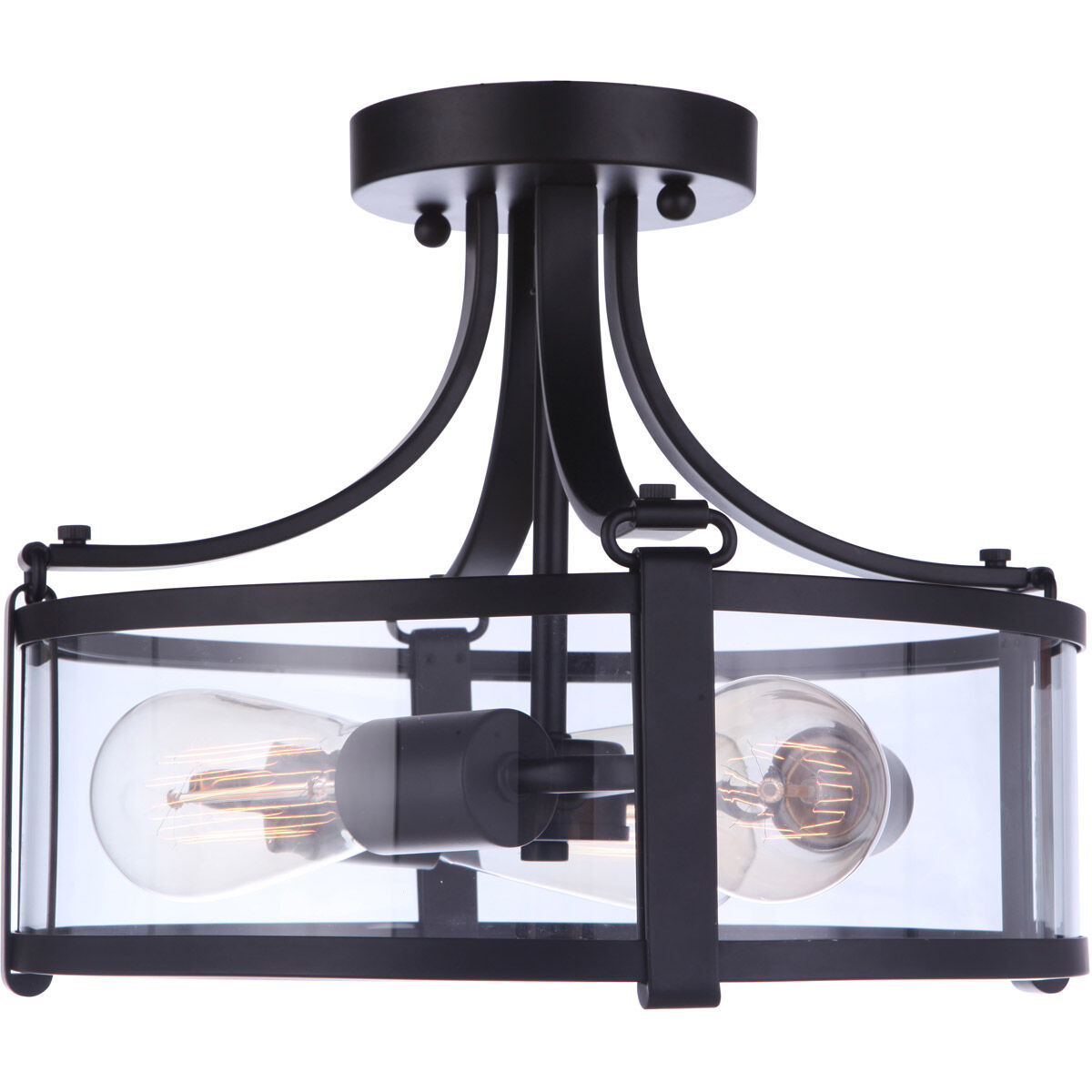 Elliot 3 Light 13 inch Flat Black Semi Flush Ceiling Light