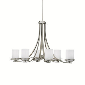Hendrik 6 Light 18 inch Brushed Nickel Chandelier 1 Tier Small Ceiling Light in Satin Etched Cased Opal, 1 Tier Small
