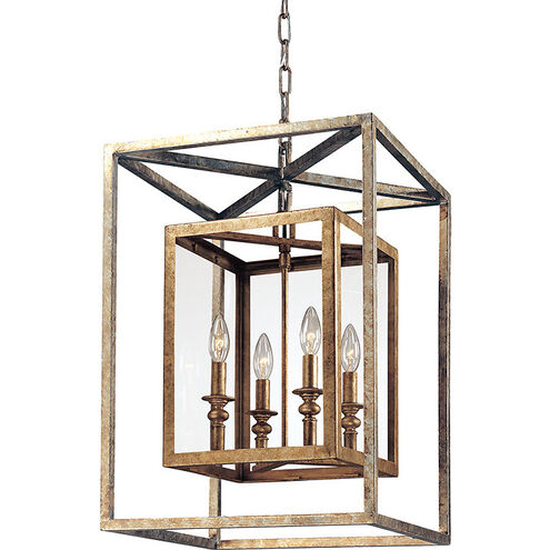Morgan 4 Light 16 inch Gold Silver Leaf Indoor Lantern Ceiling Light