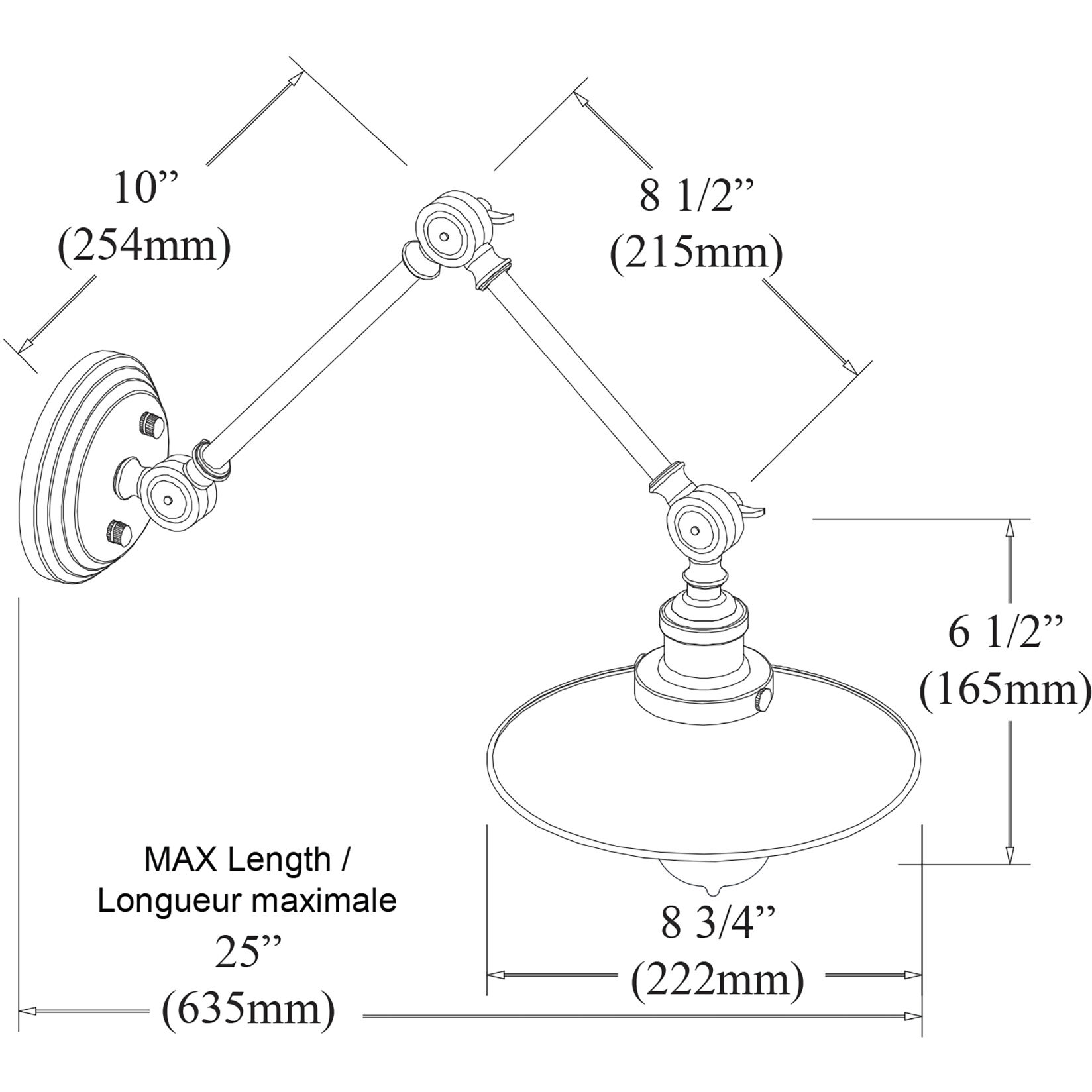 Transitional 24 inch 60.00 watt Black Task Wall Light, Hinge