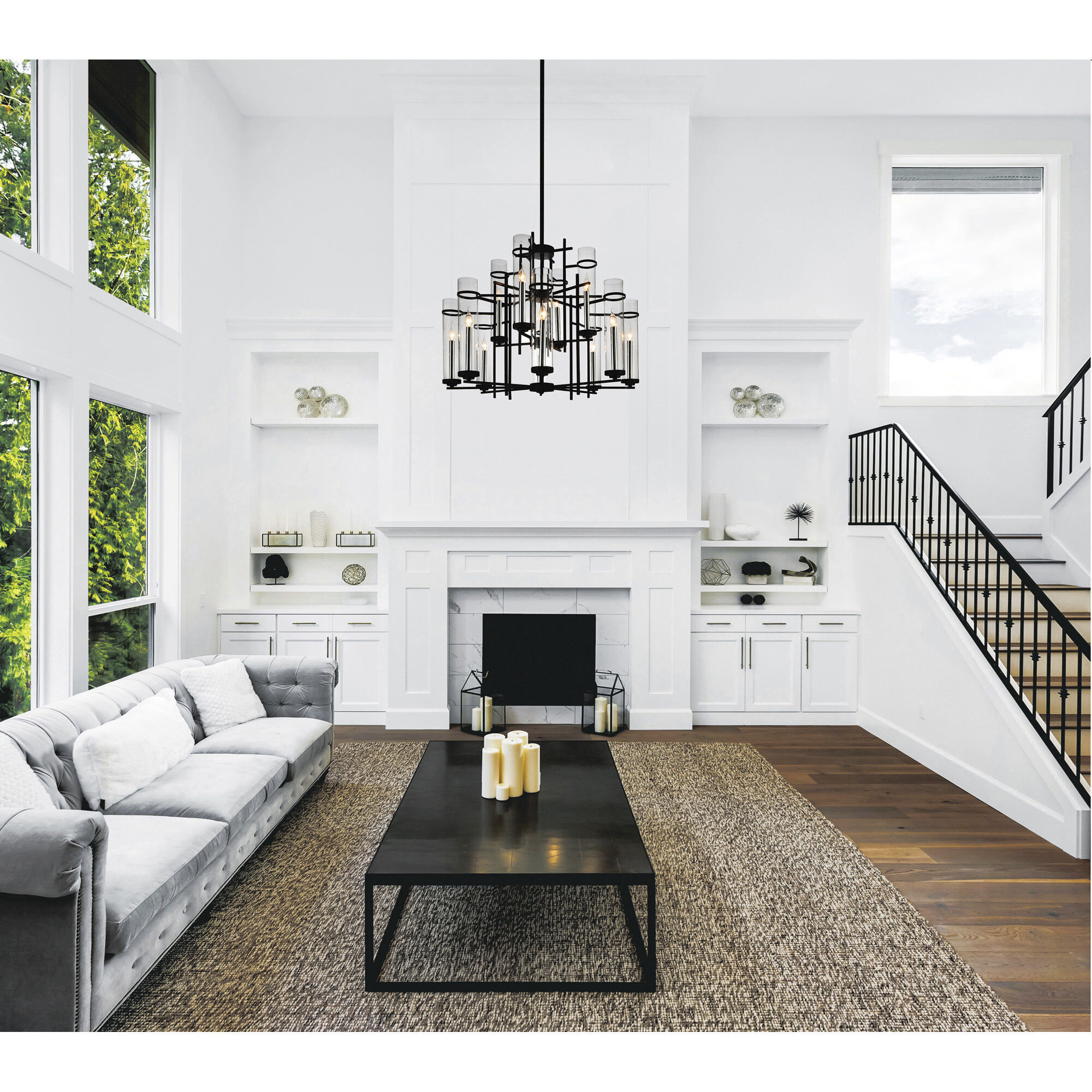 Sierra 12 Light 30 inch Black Up Chandelier Ceiling Light