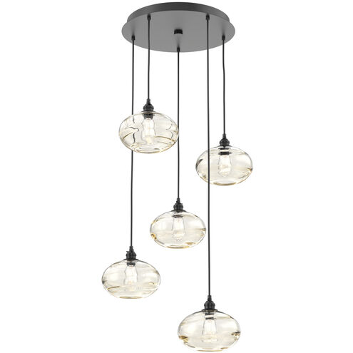 Coppa 5 Light Matte Black Chandelier Ceiling Light, Round Multi-Port