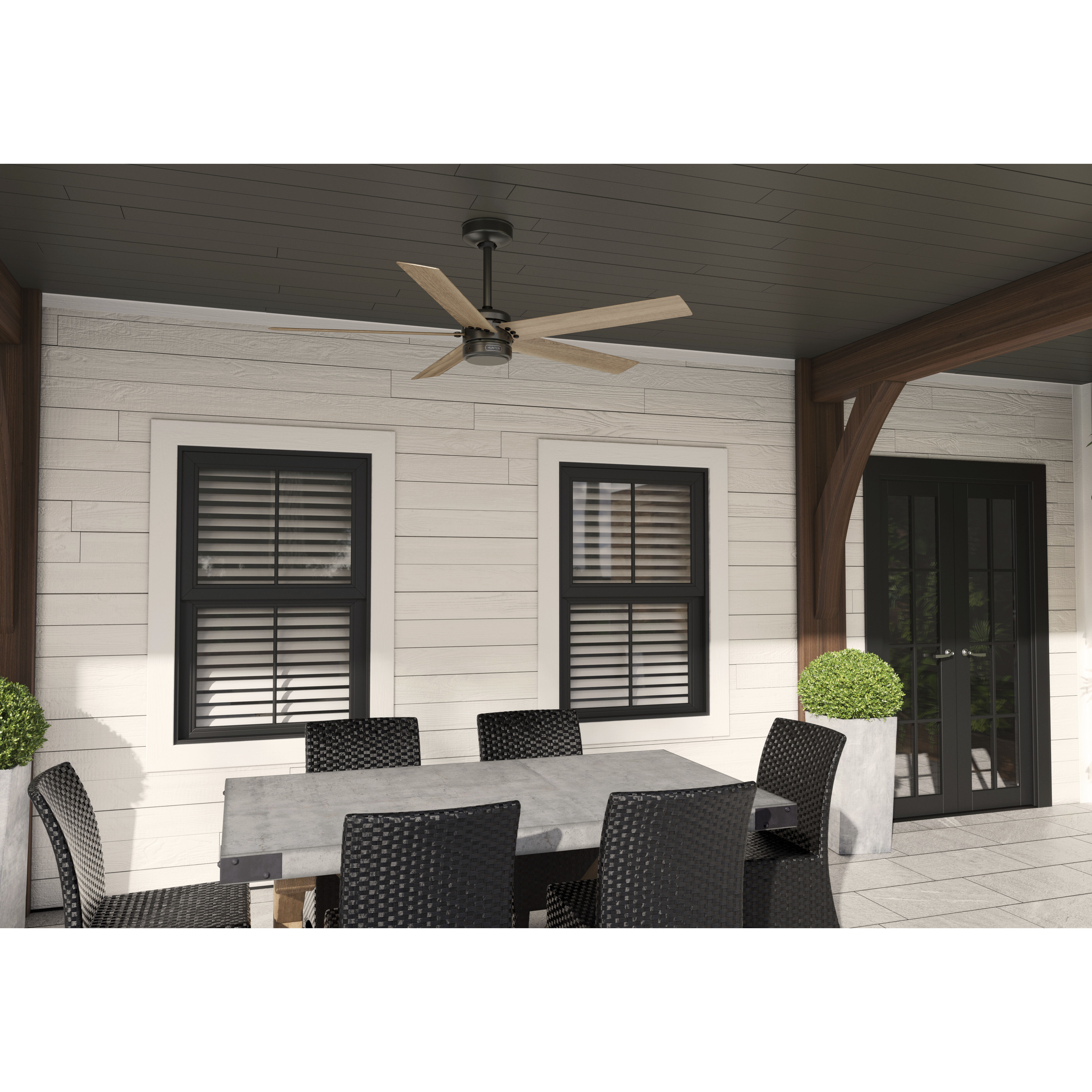 Burton 52 inch Noble Bronze with Golden Maple Blades Outdoor Ceiling Fan