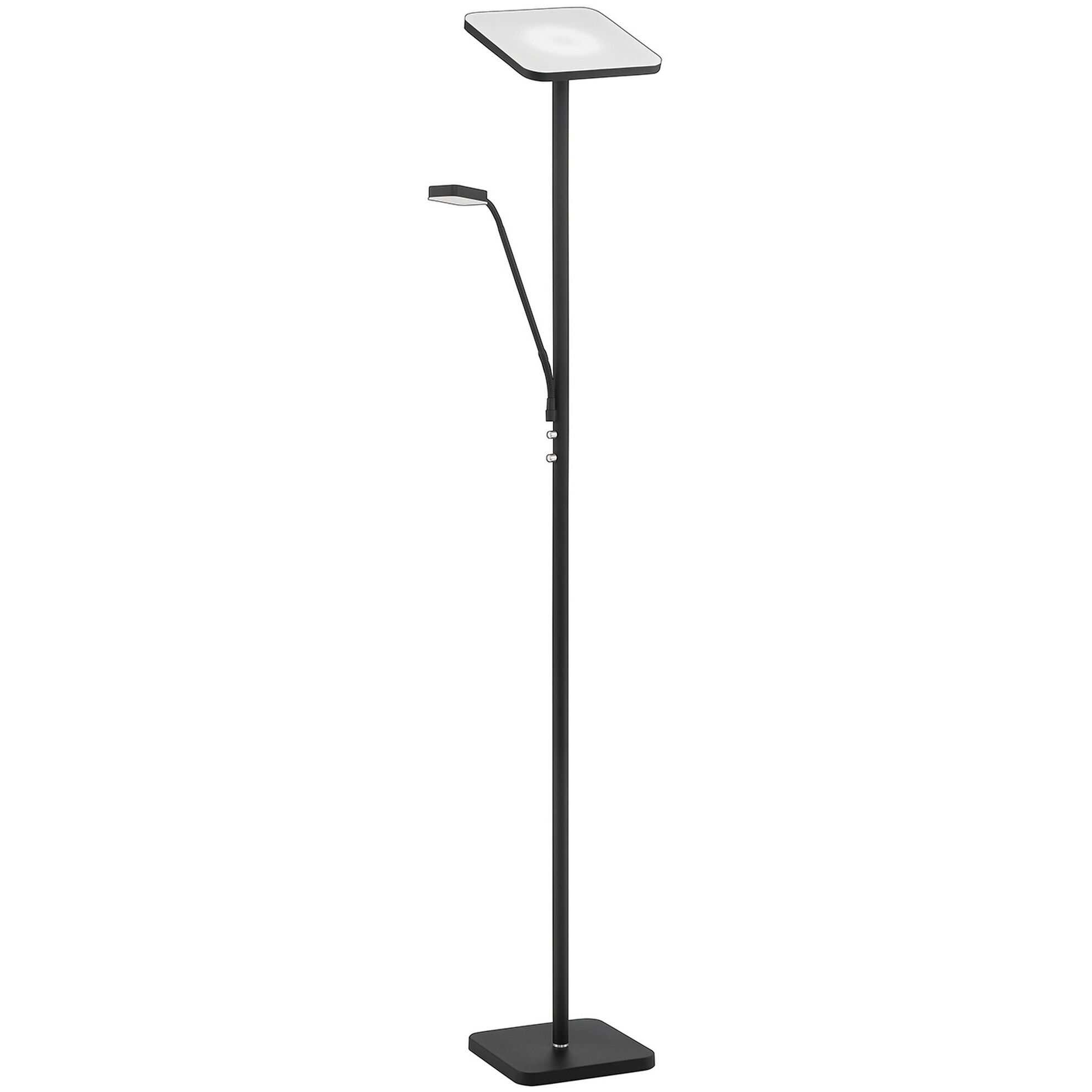 Ella 72 inch 30 watt Black and Satin Nickel Torchiere with Reading Light Portable Light