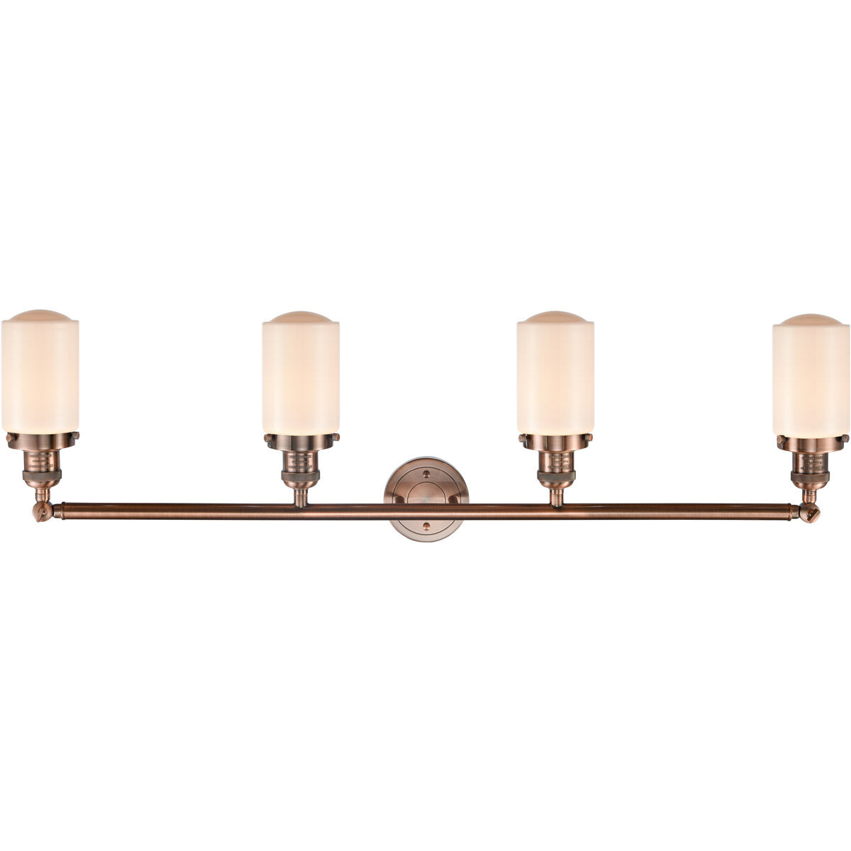 Franklin Restoration Dover LED 43 inch Antique Copper Bath Vanity Light Wall Light in Matte White Glass, Franklin Restoration