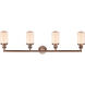 Franklin Restoration Dover LED 43 inch Antique Copper Bath Vanity Light Wall Light in Matte White Glass, Franklin Restoration