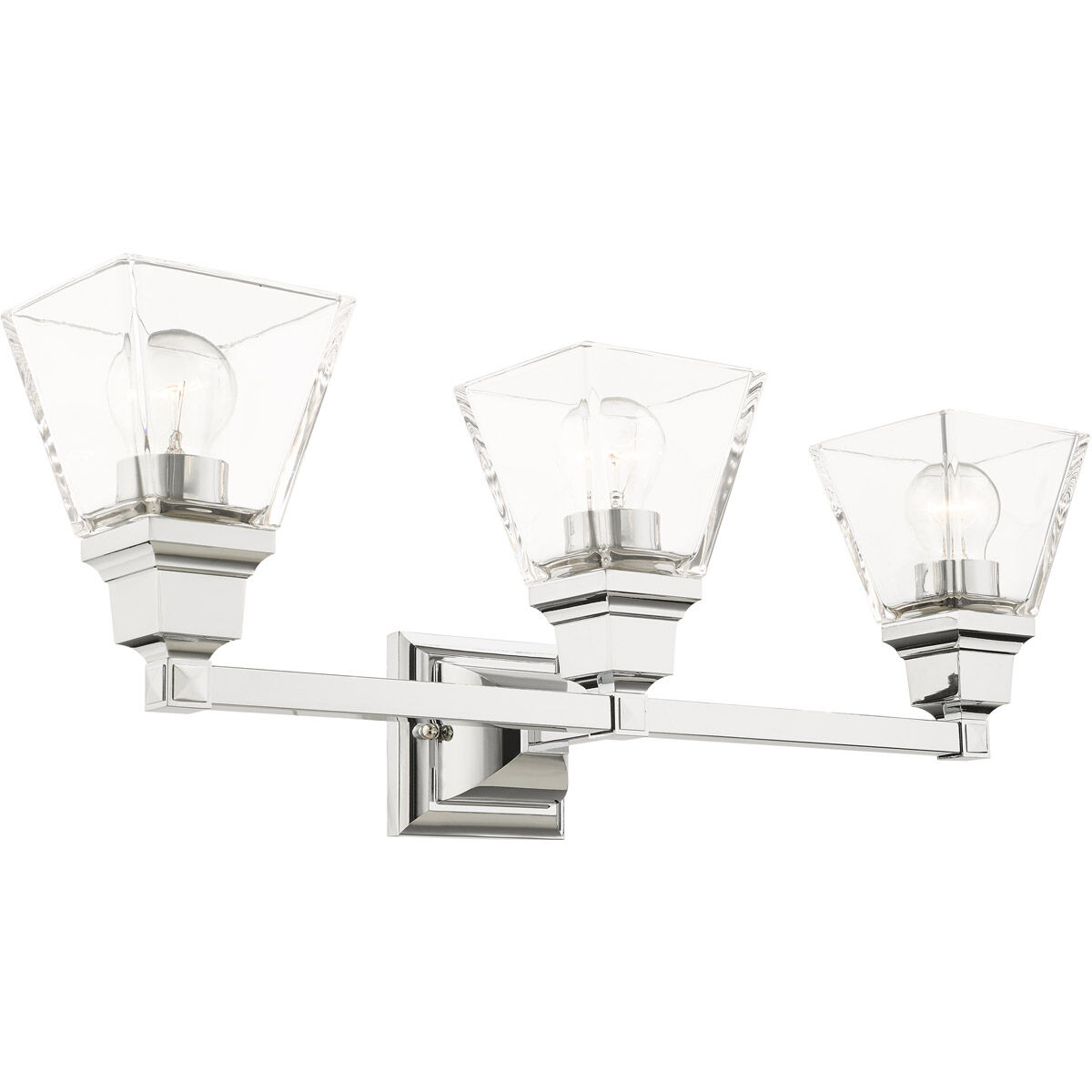 Mission 3 Light 25 inch Polished Chrome Vanity Sconce Wall Light