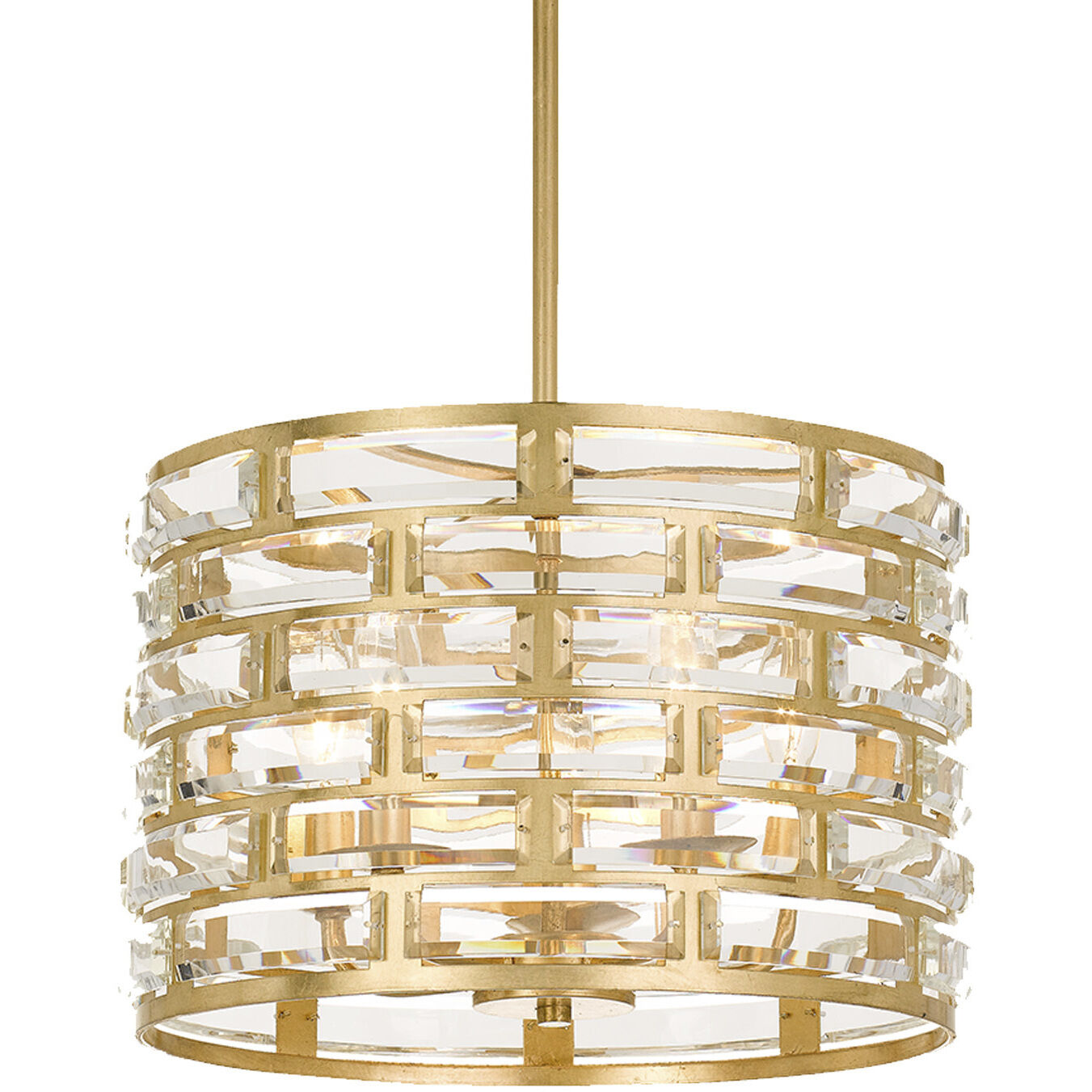 Meridian 5 Light 15 inch Antique Gold Semi Flush Ceiling Light