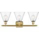 Ballston Ballston Cone LED 28 inch Satin Gold Bath Vanity Light Wall Light in Clear Glass