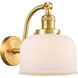 Franklin Restoration Large Bell 1 Light 8 inch Satin Gold Sconce Wall Light in Matte White Glass, Franklin Restoration