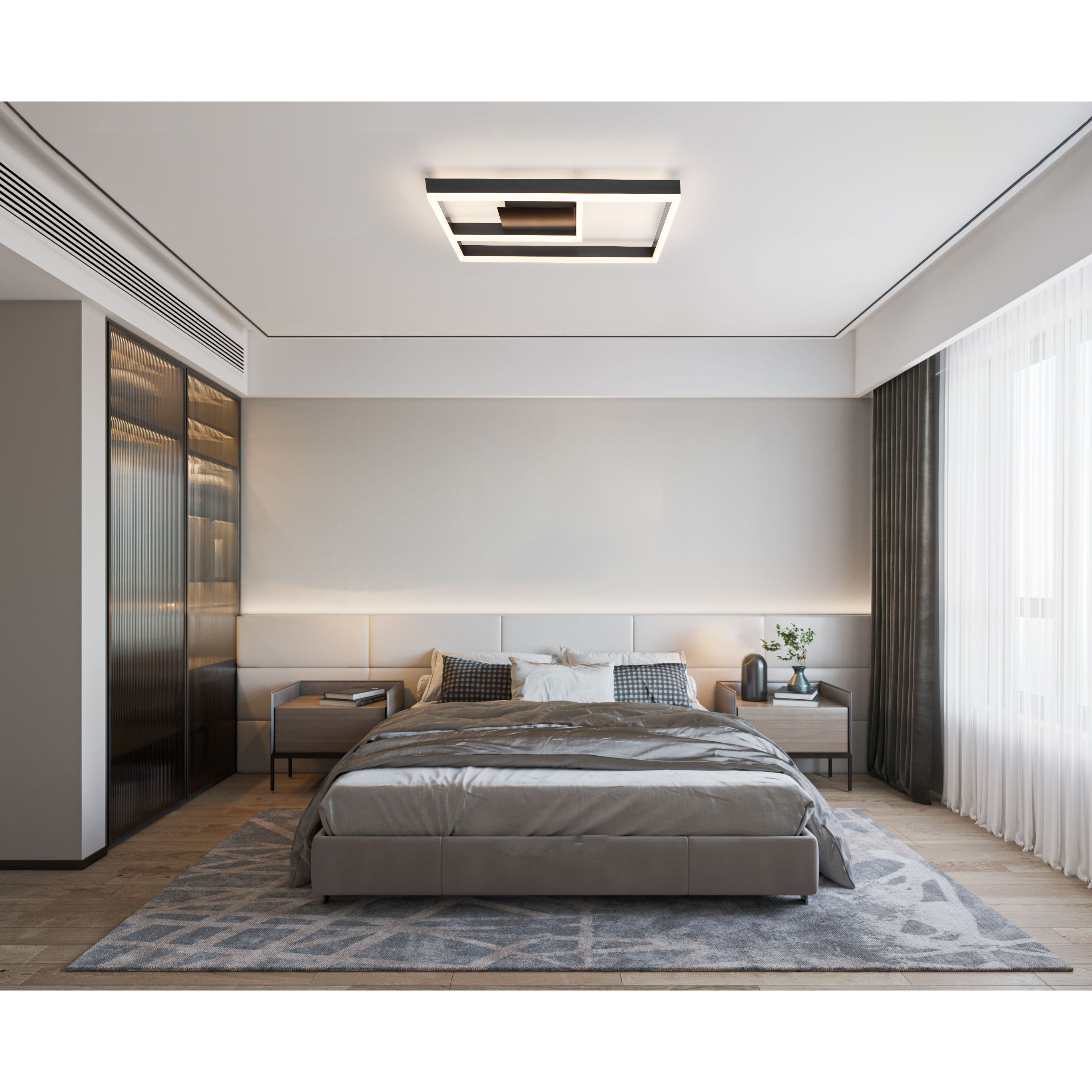 Symmetry LED 23.6 inch Satin Dark Gray Semi-Flush Mount Ceiling Light