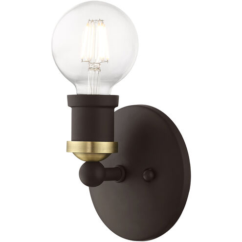 Lansdale 1 Light 5 inch Bronze with Antique Brass Accents Single Vanity Sconce Wall Light, Single