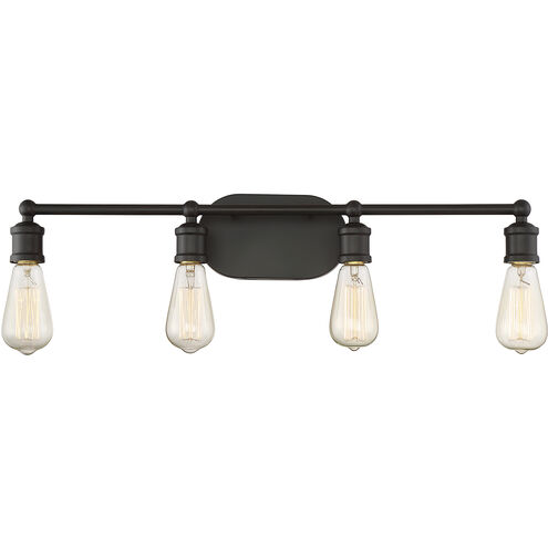 Industrial 4 Light 27 inch Oil Rubbed Bronze Bathroom Vanity Light Wall Light