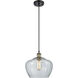 Ballston Large Fenton 1 Light 11 inch Black Antique Brass Mini Pendant Ceiling Light in Clear Glass, Ballston