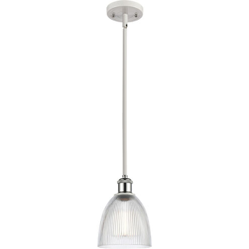 Ballston Castile LED 6 inch White and Polished Chrome Pendant Ceiling Light in Clear Glass, Ballston